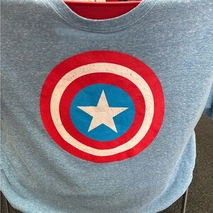Captain America Shirt Men's XL  Blue Marvel Comics Graphic Tee Short Sleeve
